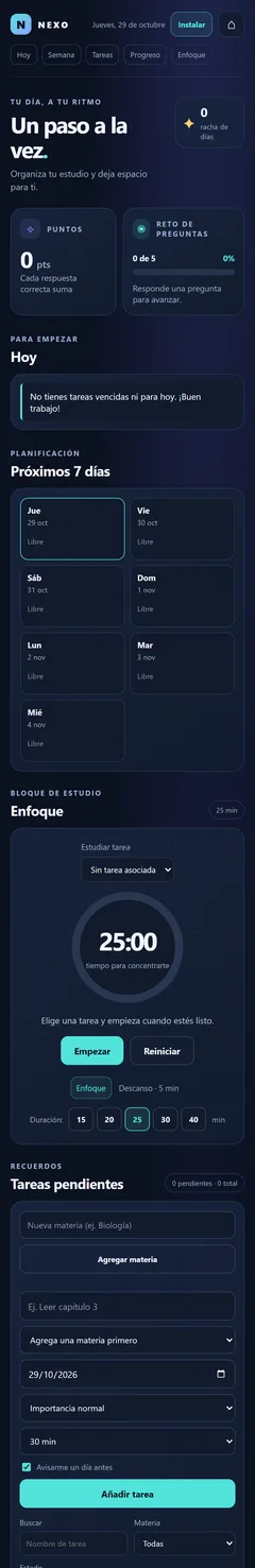 NEXO, app de estudio creada por Neiser
